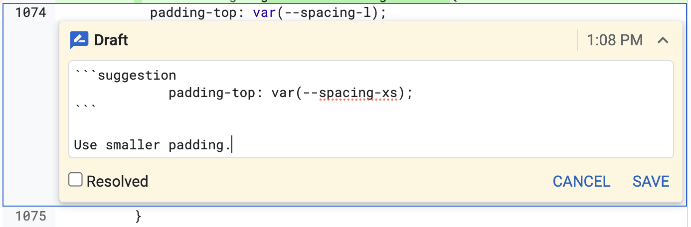 Suggested Edits Example Gerrit Code Review - User suggested edits (Experiment)